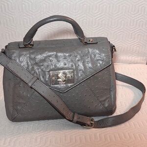 Kate Spade New York Shoulder Leather Bag Gray Top Handle Twist Lock